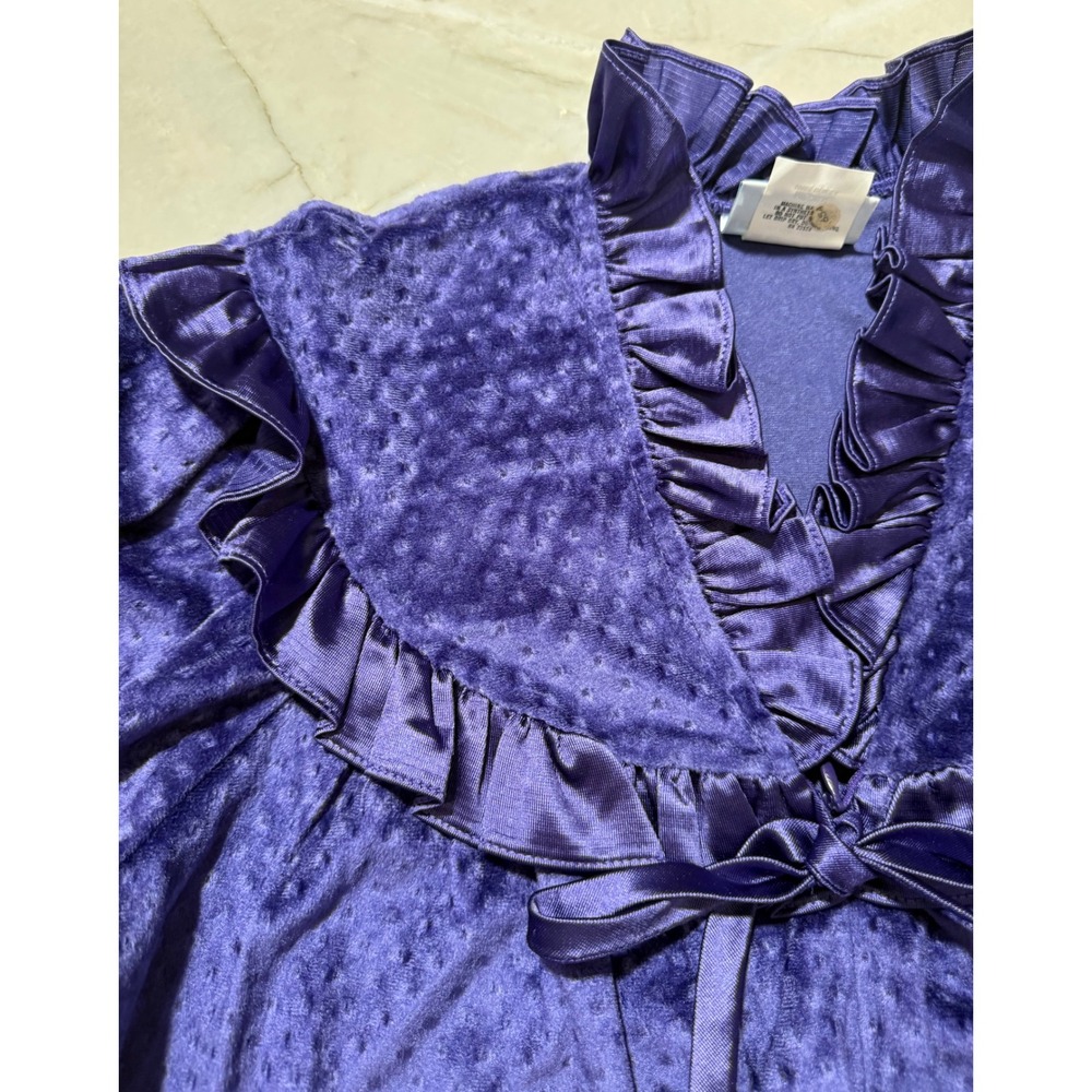 Donna Richard Gilligan O'Malley Vintage Purple Velvet Ruffle Maxi Robe USA Made - Picture 6 of 16